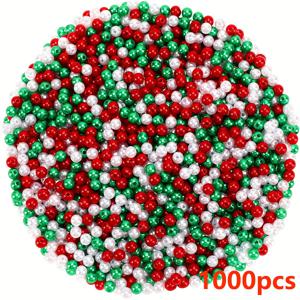 TEMU 1000 크리스마스 비즈 비즈, 빨간색 녹색 흰색 라운드 6mm 비즈, 보석 만들기 크리스마스 파티 장식 목걸이 팔찌 귀걸이 비즈 장식 키트, 크리스마스 비즈 팔찌, 크리스마스 비즈 팔찌, 크리스마스 비즈 팔찌, 크리스마스 비즈 상자, 크리스마스 보석/스트링 비즈, 수공예 비즈 키트, 크리스마스 장식 비즈 키트, 크리스마스 비즈