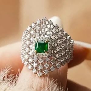 TEMU READKISS 여성용 우아한 스퀘어 그린 합성 스톤 반지 - 반짝이는 K 골드 도금 구리 주얼리, , 결혼식, 연회를 위한 클래식 스타일, 여자 반지, 반지 특이한, 순은 반지, 여성반지, 실반지, 비즈반지