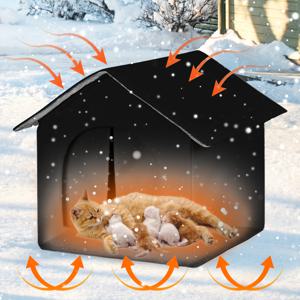 TEMU 야외용 고양이 집과 개집, 단열 폼 층, 쉬운 조립, 방풍 옥스포드 천 쉼터, 고양이 및 소형 동물용, 넓고 내구성 있는 애완동물 집, 노숙 고양이, 토끼 등에 적합, 사계절 보호