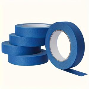 TEMU 블루 페인터 테이프 5개 세트, 2.01cm x 13m - 방수, 잔여물 없는 쉬운 분리 접착제, 가정, 사무실, 학교 DIY 프로젝트 및 라벨링용, 공예 프로젝트,사무용품,깨끗한 제거,매끄러운 마감,내구성 테이프,강력 고정,다용도 테이프, 테이프,사무직 근로자