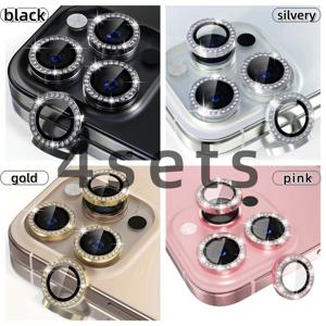 TEMU (골든 + 핑크 + 블랙 + 실버) 아이폰 17, 17 에어, 프로 맥스, 15, 14, 13, 12, 11, 16 프로 맥스 플러스, 12 미니, 13 미니용 카메라 렌즈 보호 필름 4pcs, 렌즈 쉴드, 스타일,스크래치 방지 소재,폰 액세서리,사진 애호가