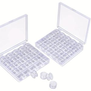 TEMU 50개 투명 플라스틱 재봉틀 보빈 및 보관함 - 빠른 색상 식별, 핸드 소잉용 컴팩트 디자인, 재봉틀 프로젝트 필수품, 재봉틀 액세서리, 실용적인 설계, 내구성 있는 구조, 싱어/재봉틀용 보빈 케이스, 재봉틀 액세서리 및 용품, 실 정리함, 재봉틀 보관, 실 보관 및 정리, 재봉틀 액세서리