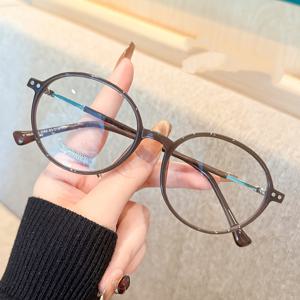 TEMU 루이웨이 여성용 일본 코리안 스타일 안경 - 라운드/오벌 풀림 안경, 블랙/토터쉘 프레임, 비처방 렌즈, 일상 및 파티용 코리안 드라마 스타일 라운드 안경 (케이스형 천 포함), 여성용 안경