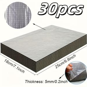 TEMU 30개 세트 헤비듀티 자동차 방음 단열 패널 - 자가 접착식 열차단, 도어, 엔진룸 및 루프용 - 내열성 소음 감소 및 방화 패널, 필앤스틱 다층 단열 (도구 불필요/간편 설치), 차량용 방음 매트, 자동차용 방음 언더레이, 방음 자동차