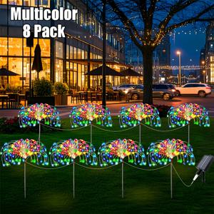 TEMU 8개 팩 태양광 불꽃놀이 조명 야외용 - 480 LED 별 폭발 스트링 조명, 8가지 조절 가능한 깜박임 모드, RV, 캠핑, 결혼식, 크리스마스, 잔디밭 & 뒤뜰 파티 장식용 태양광 정원 조명, 태양광 야외 조명, 축제 조명