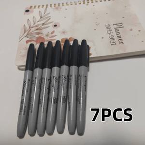 TEMU 7개입 빠른 건조 방수 미세 팁 마커 - 1mm 플라스틱, 블랙 & 화이트 디자인 