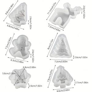 TEMU 6개 크리스마스 실리콘 캔들 몰드, 향초 만들기용, 순록, 크리스마스 트리, 눈송이, 진저브레드 피규어 디자인 몰드, 석고 레진 주조용, 크리스마스 장식 및 선물용 실리콘 크리스마스 오너먼트 몰드, 계절 선물,축제 공예,진저브레드 모양,눈송이 디자인,고품질 실리콘,유연한 몰드,캔들 만들기 용품,DIY 선물 제작자,휴일 장식가