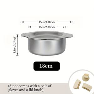 TEMU Pure Cook New 304 스테인리스 스틸 3중 레이어 IH 이중 이어 냄비 세트, 16-18-20Cm, 창의적인 요리 냄비, 전기 도금 표면 - 안전하고 잔여물 없음, 실리콘 액세서리 포함, 스크래치 방지 및 내마모성, 인덕션 조리기기에 호환|인덕션|악세사리