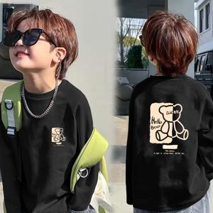 TEMU 카주 그래픽이 있는 캐주얼 긴팔 티셔츠 - 레터링, 레귤러 핏, 중간 신축성, 봄/가을 필수템, 캐주얼 복장에 완벽, 봄 가을 의류 | 발랄한 그래픽 티 | 중간 신축성 원단, 초등학생 남아옷, 남아 반팔티, 남아옷, 남아 티셔츠, 남아 가을옷