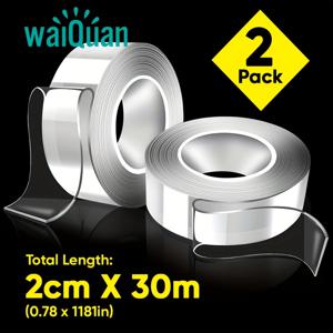 TEMU 2롤 2cm x 30미터 초장형 나노 양면 테이프 - 초강력 헤비듀티, 재사용 가능, 세탁 가능, 방수 투명 접착제, 홈, 주방, 차량, 벽, 유리, 타일, 목재용, 홈 오거나이제이션, 솔루션,투명 테이프,세탁 가능한 접착제,고강도 본드,다용도 테이프,탈착 가능한 테이프,사무실 정리함,차량 소유자