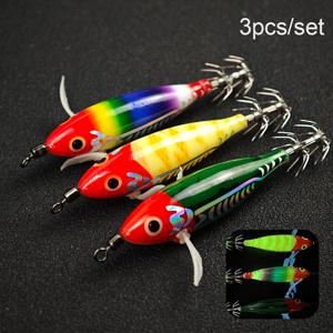 TEMU 3개 세트 AVLCOAKK Y 야광 오징어/새우 루어 미끼 - 8cm/5.7g 리얼리스틱 낚시 훅 3가지 색상 (녹색, 빨간색, 무지개) - 내구성 강한 인공 미끼, 바다 및 민물용, 파이크, 송어, 배스, 고등어