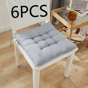 TEMU 6개 두꺼운 의자 쿠션 - 컴퓨터, 학생 및 타타미 좌석용 일일 편안함을 위한 에르고노믹 오피스 & 다이닝 체어 패드, 단색 폴리에스터, 세탁기 사용 가능, 지퍼 클로저, 모던 디자인, 사무실용 의자 쿠션, 학생용 편안함, 장식, 내구성 있는 원단, 대형 의자 쿠션, 사무실용 의자 쿠션, 학생용 편안함, 의자 등받이