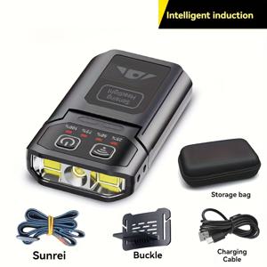 TEMU 접이식 분리형 헤드램프 손전등 | 내장 리튬 배터리 충전식, USB Type-C 충전, 야간 러닝, 낚시, 비상, 야외 조명에 적합|머리띠|후레쉬