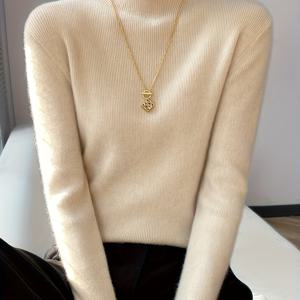 TEMU 겨울용 슬림핏 하이넥 스웨터 - 베이지 튜닉 재킷, 긴팔 스트레치 스웨터 코트, 레이어링용, 세탁기 사용 가능한 우아한 스웨터 조끼 또는 아우터웨어 (부피 패딩 없음)