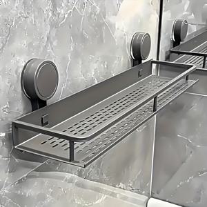 TEMU 헤비듀티 스테인리스 스틸 흡착식 샤워 선반 - 드릴 필요 없는 접착식 장착, 30cm/1인용 욕실 수납 선반, 다중 선반 공간 절약형 수직 정리대 (샴푸, 화장품, 샤워 & 욕조용) - 304 스틸, 샤워 캐디