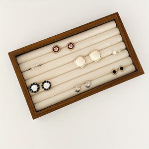 TEMU 2025 월넛 주얼리 트레이 - 반지, 목걸이, 귀걸이 & 이어링을 위한 우아한 나무 정리함 - 부드러운 안감이 있는 다중 칸막이 디스플레이 상자, 가정 또는 소매점 사용에 적합, 주얼리 트레이|링귀걸이