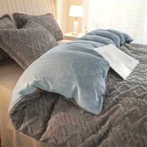 TEMU 1개 따뜻한 럭셔리 울트라 소프트 타프타 벨벳 두꺼운 이불 커버, 통기성 좋고 포근한 플리스 침구, 베개 삽입물 또는 케이스 미포함, 다양한 사이즈와 색상, 세탁기 사용 가능, 가을/겨울용 모던 기하학 패턴