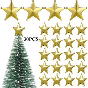 TEMU 30개 크리스마스 트리 탑 스타 장식 - 미니어처 골든 스타 센터피스, 크리스마스 트리 장식용 - 요정 트리탑 데코, 휴일 센터피스,축제의 장인 정신,가벼운 장식품,파티 플래너