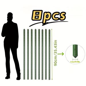 TEMU 8개 세트 플라스틱 코팅 강철 코어 헤비듀티 정원 식물 지지대 - 튼튼한 높은 티피, 덩굴식물, 콩, 관목, 토마토, 완두콩용 야외 정원 스테이크 (11mm)