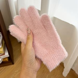 TEMU 여성용 터치스크린 겨울 장갑 1켤레 - 기모 안감, 따뜻한 방풍 기능, 사이클링, 스마트폰, 하이킹에 적합 - 베이지/핑크/화이트/블랙/회색 멀티 컬러 옵션 - 출퇴근, 스키, 라이딩에 이상적 - 손세탁만 가능, 겨울 장비