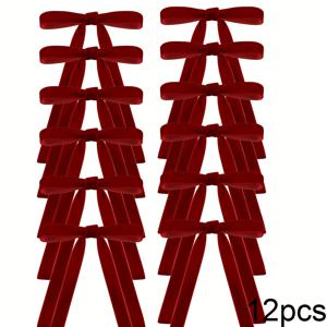 TEMU 크리스마스 트리용 레드 벨벳 보우 타이 53개/30개/12개 | 골드 타이 트리 장식 (보우노트 포함), 크리스마스 트리, 화환, 벽난로, 선물 포장 및 파티 장식에 이상적, 빈티지 리본 보우 타이 화환 선물 포장 공예