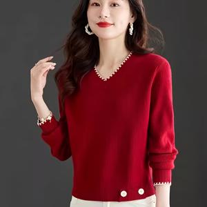 TEMU 여성용 V넥 스웨터 - 긴소매 풀오버 탑, 부드러운 데일리 & 포멀룩, 가을/겨울 오피스, 파티 레이어링 필수템