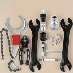 TEMU 9피스 전문가용 자전거 수리 도구 세트, 산악 자전거용 3-in-1 박스 기어 케이스 제거 렌치, 크랭크 풀러, 프레임 추출기, 원웨이 클러치 제거, 체인 플라이어 등 포함!, 휴대용 수리 키트,컴팩트 도구 세트,신뢰할 수 있는 성능,오래 지속되는 내구성,자전거 렌치 세트,프레임 추출 세트