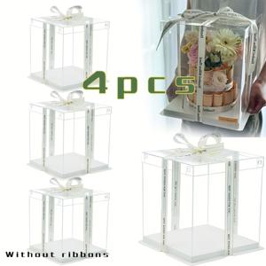 TEMU 4개 세트 1012인치 투명 모델 박스 코스 가발 대형 선물 상자, 투명 디스플레이 케이스 운송용 선물 상자 디스플레이 케이스 케이크 상자 화이트 리본 없음