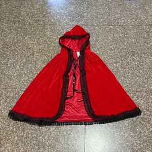 TEMU 1개 빨간 망토 코스튬 - 애니메이션 스타일 고딕 파티 의상, 후드 클로크 & 레이스 트림 재킷 스타일 드레스, 할로윈 및 테마 이벤트용 (손세탁 가능)