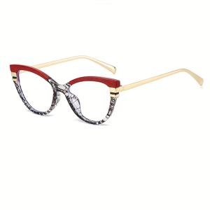 TEMU 엘리스 캣아이 안경 - 터틀셸 프레임 (브라운/블랙) + 골드톤 힌지, 비정형 안경, 파티/웨딩/오피스용 풀림 라운드 렌즈 - 럭셔리 안경 케이스 포함 (핑크/화이트) - 플라노 렌즈