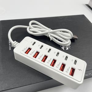 TEMU 66W 고속 충전 , 12포트 USB 전원 어댑터 (USB-A 6포트 + PD 포트 6개) QC/FC/C/GS/PD/BC/SCP 프로토콜 지원, 홈/오피스용 스마트 충전 독, 스마트폰/태블릿/노트북/스마트 기기용 컴팩트 PD 멀티 충전기