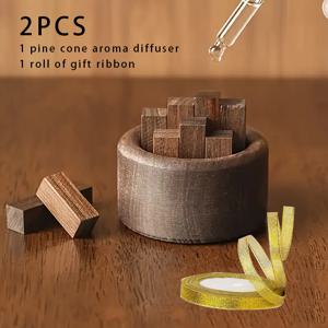 TEMU 2개 세트, 1개 오일 디퓨저와 1롤 선물 리본 - 거실, 서재, 사무실용 스틱 세트 - 무화염, 배터리/전원 불필요, 원통형 홈 데코 데스크탑 장식 - 천천히 방출되는 향기