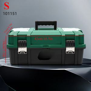 TEMU 헤비듀티 3단 접이식 공구함 - 투명 뚜껑, 내구성 강한 그린/블랙 플라스틱 보관함, 휴대용 작업장 및 차량 정리함, 헤비듀티 힌지 & 잠금 장치 포함