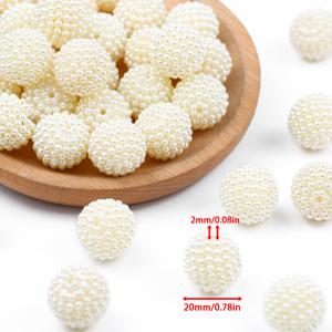 TEMU 10/12/14/20mm 크리미 화이트 아크릴 - DIY 주얼리 만들기, 목걸이, 팔찌, 키체인 & 가방 장식용 대형 구형 비즈 - 광택 있는 균일 (10mm, 12mm, 14mm, 20mm) - 여성 액세서리용 내구성 있는 공예 비즈