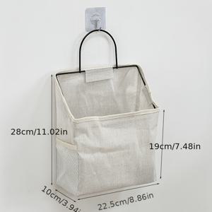 TEMU 벽걸이 수납 바구니 정리함 1개 - 튼튼한 폴리에스터 원단, 후크 포함, 주방, 침실 & 거실용 다중 칸막이 디자인 - 공간 절약형 홈