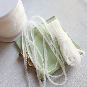 TEMU 5 야드/롯 섬세한 꽃 프릴 탄성 레이스 트림 얇은 레이스 리본 DIY 재봉 의류 홈텍스타일 패브릭 장식 6mm, 의류 장식,플로럴 레이스 트림,우아한 레이스 테두리,고급 레이스 디테일,가벼운 레이스,재봉 트림,패션