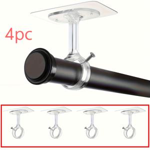 TEMU 4/8개 논 드릴 천장 커튼봉 브래킷, 6개 강력 자가 접착 커튼봉 브래킷, 조절 가능한 커튼 후크, 3.05Cm 직경 로드 걸이, 옷장, 침실에 적합