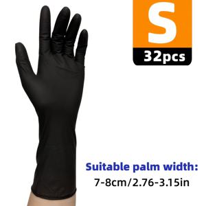 TEMU 32개입 12인치 블랙 니트릴 청소 장갑, 텍스처 손가락 끝, 터치스크린 호환, 페인팅, 네일 아트, 타투, 가정 청소용
