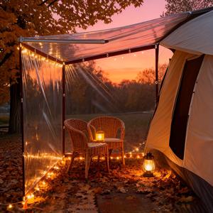 TEMU 1개 튼튼한 투명 PE 캐노피 타포린, 야외 캠핑용, 방풍 기능 및 간편한 설치 로프 & 고정 구멍, 텐트, RV, 강아지 집, 파티오, 정원, 크리스마스, 할로윈, 추수감사절, 새해를 위한 휴대용 사계절 쉘터