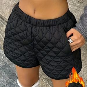 TEMU 여성용 하이웨이스트 격자 바지 - 시각적으로 투명하지 않는 와이드 레그 반바지 (포켓 포함), 올 시즌 캐주얼 & 포멀 의상 - 여성용 데일리 & 특별한 날 바지, 하이웨이스트 반바지, 다용도 의류, 디자인, 튼튼한 구조|반바지