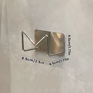 TEMU 1개 드릴 불필요 벽걸이형 헤어 스트레이트너 보관 랙 - 스테인리스 스틸 욕실 정리함, 강력 접착 다기능 공간 절약형 도구 홀더 (미용 용품 & 안경용), 디자인, 못 없이 설치, 다층 선반