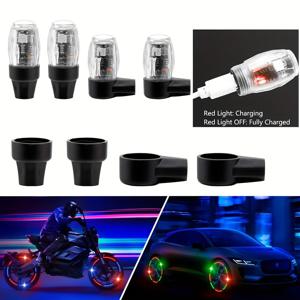 TEMU 자동차 LED 타이어 라이트, 휠 라이트, 노즐 밸브 캡, 형광 자동차 허브 발광 LED 타이어 밸브 캡, USB 충전식, 다양한 패턴 인덕션 라이트, 자동차, 오토바이용, 선물용, 발광 디자인,고품질 LED,충전식 조명,자동차 애호가,자동차 애호가