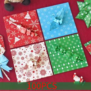 TEMU 100개 크리스마스 사각형 수제 종이 오리 크리스마스 트리 특별 종이 종이 눈꽃 레이어드 종이, 크리스마스 용지, 별 접기, 색종이, 종이공예, 별접기 종이, 만들기 키트