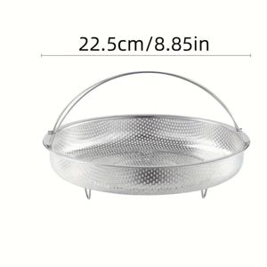 TEMU 손잡이 달린 스테인리스 스틸 찜기 바구니 - 튼튼한 올인원 팬, 식기세척기 사용 가능, 야채, 생선, 고기, 파스타용 다기능 찜기 - 상업 및 가정용 주방 - 간편한 세척 디자인, 요리용 찜기 바구니, 컴팩트 디자인