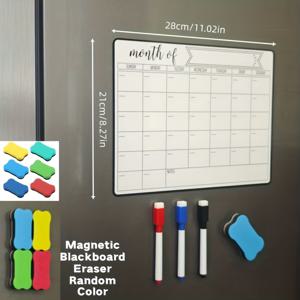 TEMU 1 세트 자석 냉장고 캘린더 및 자석 화이트보드 펜 (자석 칠판 지우개 포함), 냉장고 표면에 부착하여 간편하게 보관 및 접근 가능 - 월간 및 주간 계획 쓰기 영역, 재사용 가능한 주방 플래너 (자석 마커 포함)