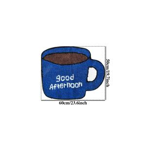 TEMU 1개 플러시 인조 양털 1000g 10mm 두께 50x60cm 미끄럼 방지 부드러운 푹신한 바닥 매트 커피 컵 레터 패턴 - 침실, 거실, 소파, 옷장, 라운지용 불규칙한 모양 - 손세탁만 가능, 침실 매트, 아늑한 홈 데코, 재미있는 디자인