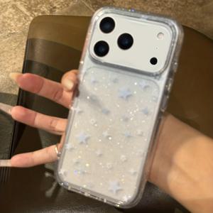 TEMU 블링 스타 글리터 투명 내충격 휴대폰 케이스 - 아이폰 17 프로 맥스, 17 프로, 17 에어, 17, 12, 13, 14, 15, 16 프로 맥스, 14 플러스, 15 플러스, 16 플러스, 11 호수 패턴 백커버 호환, 스타일리시한 폰 액세서리,일상 사용 사례,트렌디 커버,글리터 디자인,내구성 있는 소재,기술 애호가,패션 애호가