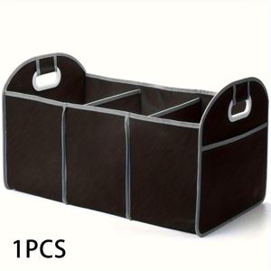 TEMU 1개 범용 차량 트렁크 정리함 - 3개의 넉넉한 수납공간, 휴대 및 접이식 내구성 디자인, SUV, 트럭, 밴, 세단용 - 간편 설치 및 청소