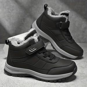 TEMU MAINALUN 남성용 겨울 스노우 부츠 1켤레 - 플리스 안감, 미끄럼 방지 PVC 밑창, 미드 카프 높이, 가볍고 따뜻한 내구성 좋은 사계절용 보온 부츠, 야외 활동, 산책, 하이킹, 일상적인 통근에 적합 - 대형 사이즈 제공, 겨울 부츠