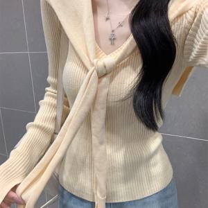 TEMU 여성용 우아한 V넥 긴팔 블라우스 - 슬림핏 튜닉 탑, 탈부착 가능한 케이프, 가을/겨울용 신축성 있는 원단, 오피스, 파티, 데일리 - 한국 패션 여성 의류, 파티 복장, 오피스룩, 스타일리시 탑, 프로페셔널 여성